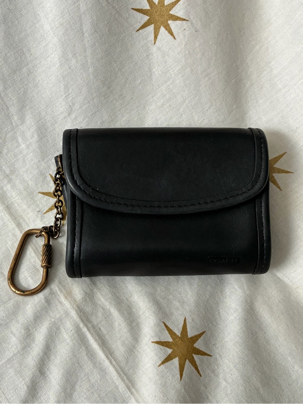 Vintage Coach Black Leather Multifunction Purse Wallet 7219